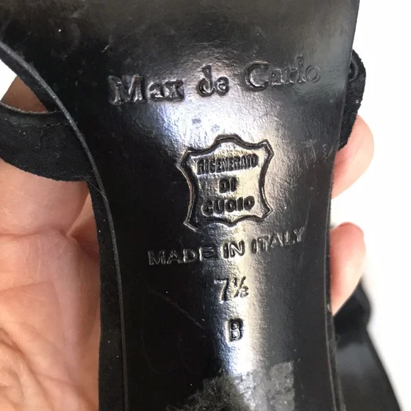 Black suede open toe heels - Picture 6 of 9